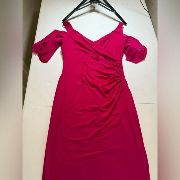 ✔️New Ralph Lauren Evening Pink Short Sleeve Off Shoulder Maxi Sheath Dress Sz 6 - Picture 9 of 11